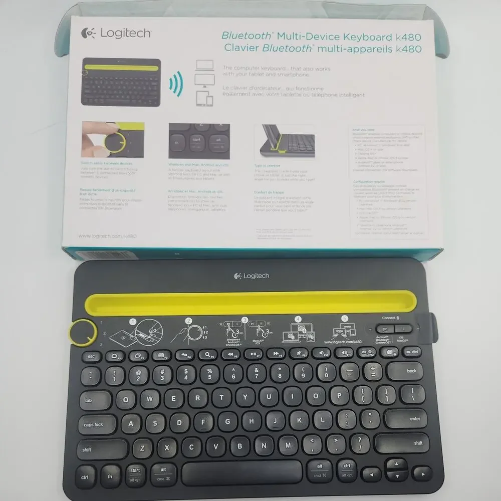 Logitech K480 Bluetooth‎ Multi-Device Wireless Keyboard Black Green (920-006973)